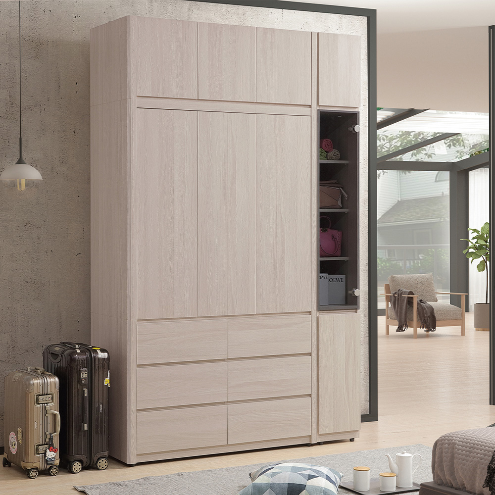 【唯熙傢俱】馬修斯橡木白5x8.2尺衣櫃, , large