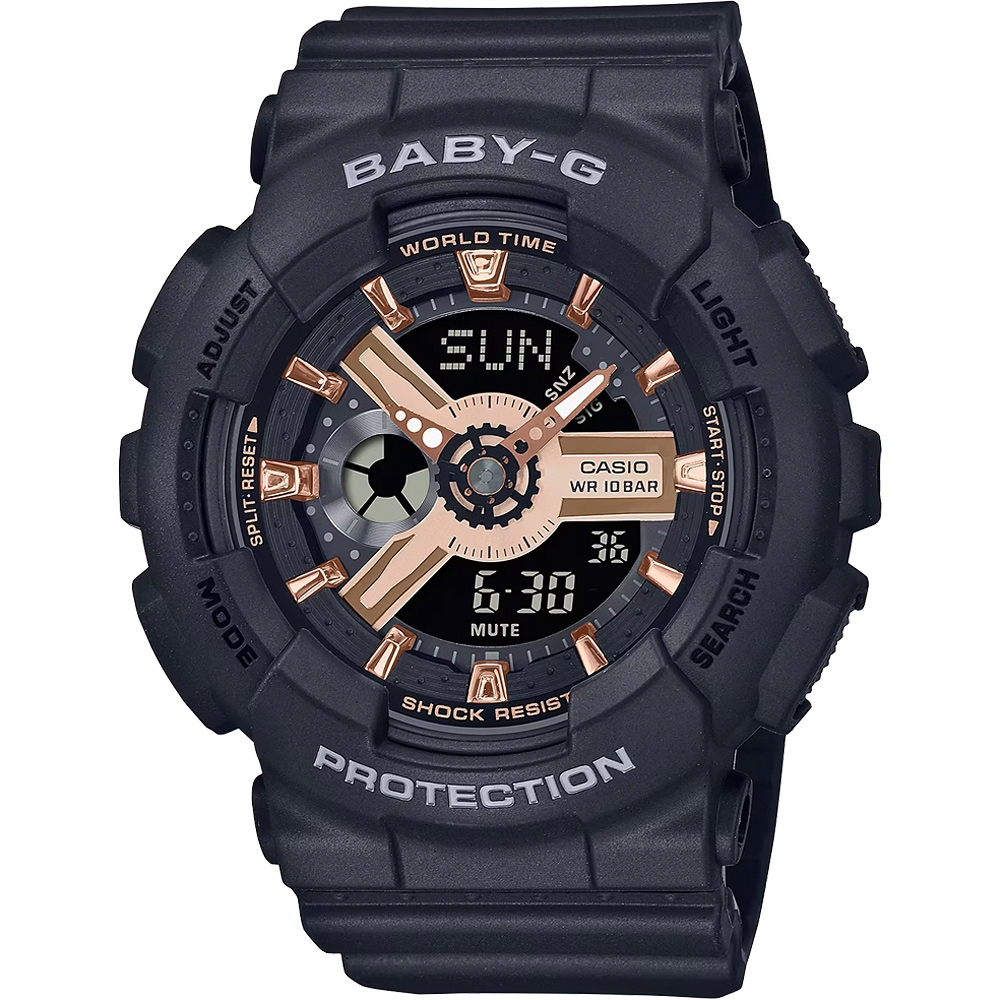 CASIO 卡西歐 Baby-G 街頭風 玫瑰金雙顯手錶 BA-110XRG-1A, , large
