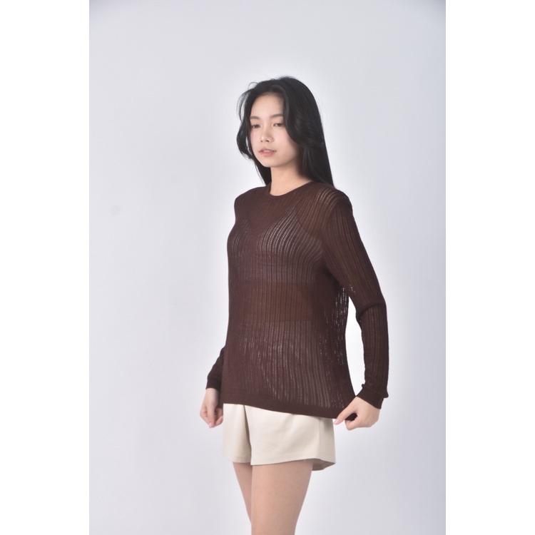 (L) uniqlo質感羊毛棕色長袖上衣二手衣, , large