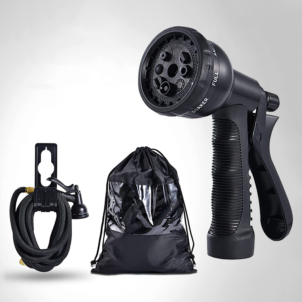 【上手家居】3750D防爆伸縮水管組-15M-15m套(水管+噴槍+掛架+收納袋)(澆花水管/洗車水管/高壓水槍/加壓水管), , large