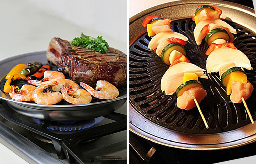 金德恩 GS MALL 台灣製造 超導熱不鏽鋼燒烤盤 燒烤盤 不鏽鋼烤盤 燒烤盤 烤肉盤 煎盤 烤盤 超導熱烤鍋 不沾烤鍋, , large