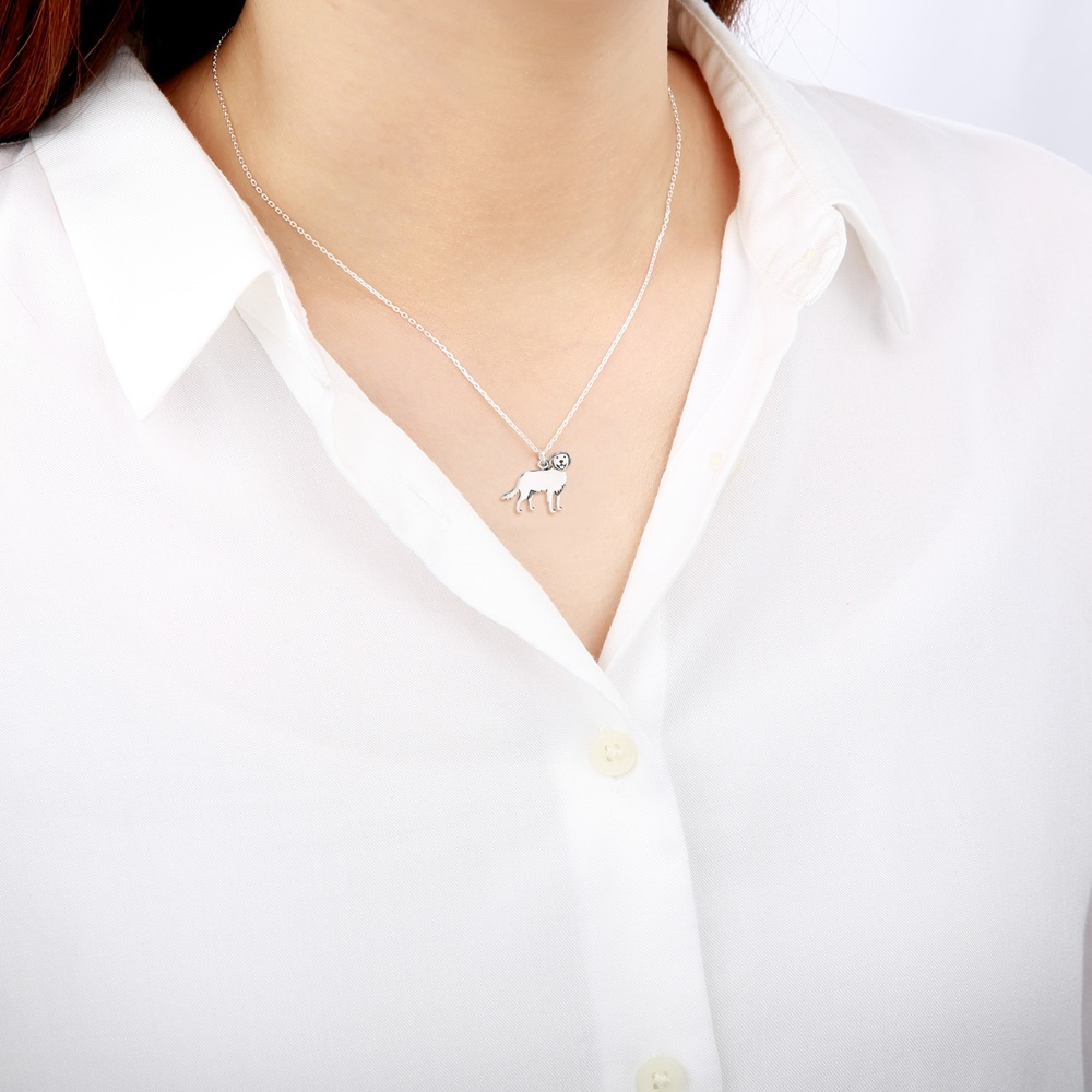 【Angel & Me】黃金獵犬 小狗 s925 純銀項鍊 寵物紀念 聖誕禮物, , large