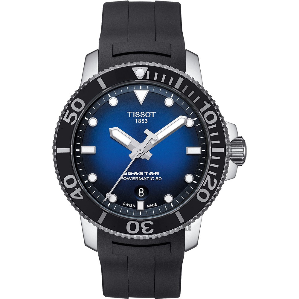 TISSOT 天梭 Seastar 1000 海洋之星300米潛水機械錶-藍x黑/43mm T1204071704100, , large