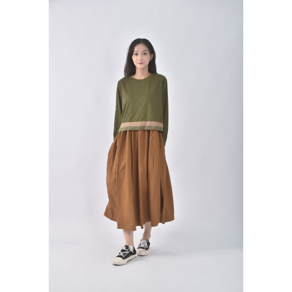 (L) bo bo假兩件式綠色洋裝二手衣, , large