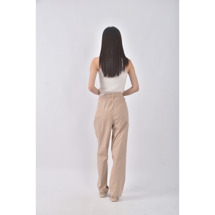 (XL) giordano高腰棉質素面杏色長褲二手衣, , large