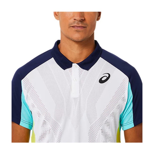 Asics 男 POLO衫 短袖上衣 海外版 網球 服飾 運動 訓練 透氣 亞瑟士 白藍 [2041A193-101], , large