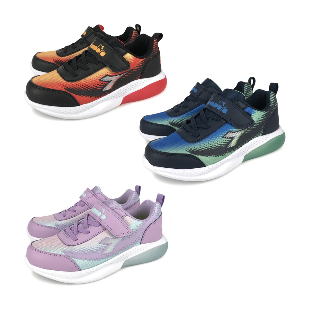 DIADORA迪亞多那 輕量兒童專業跑鞋 童運動鞋 童鞋 寬楦 透氣 康特杯 保護後跟 吸震 減壓 防滑 黑紅 藍綠 紫, , large