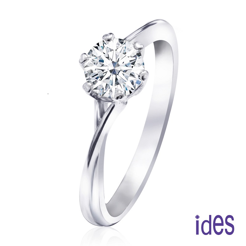 [ides愛蒂思] 日系設計款50分F/VS1頂級3EX車工鑽石戒指結婚戒/優雅六爪  (戒圍請於訂單備註), , large