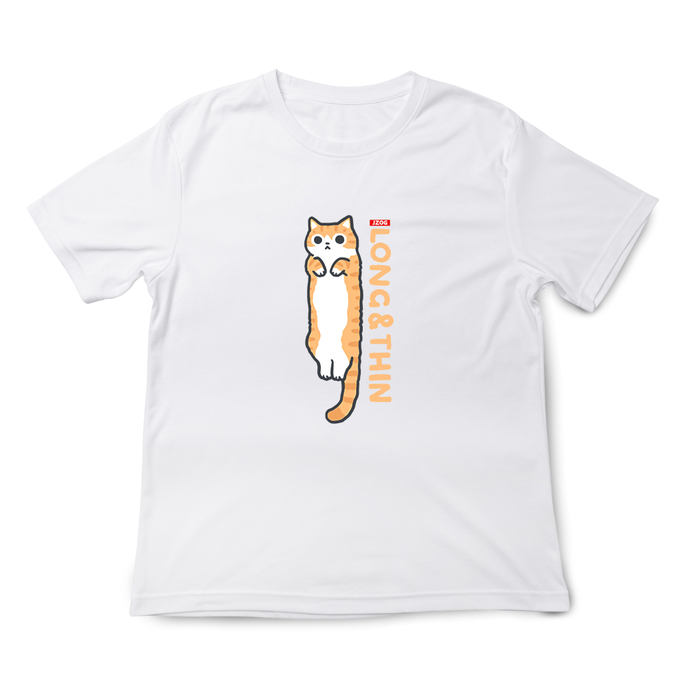 JZ TEE Orange Cat-Long Thin Graphic Tee, , large