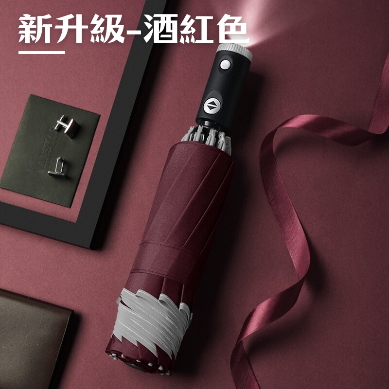 LED Reversible Automatic Umbrella – Inverted Design, LED Handle, One-Touch Open/Close, , large