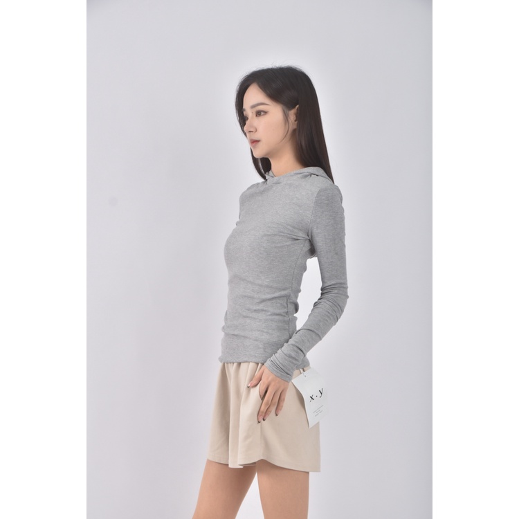 (S) 【智恩私服】x y質感棉質連帽灰色長袖上衣二手衣, , large