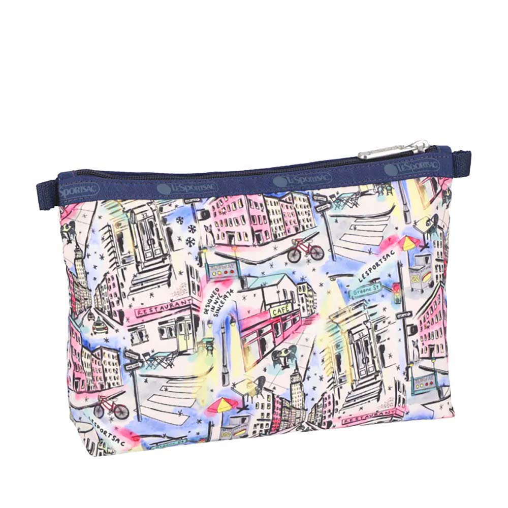 |快速出貨|Lesportsac Cosmetic Clutch 雙層拉鍊收納化妝包/ 冬日紐約街景, , large