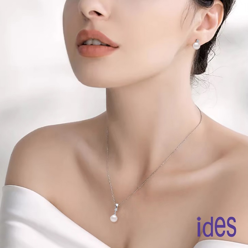 [ides愛蒂思] 日本設計AKOYA上乘系列正圓無瑕天然珍珠項鍊耳環套組6-7mm/(你是唯一), , large