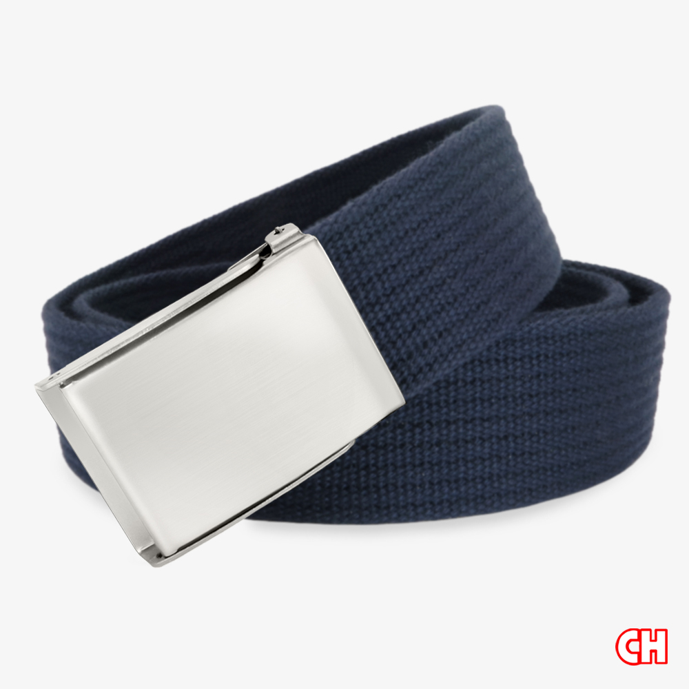 【CH-BELT 銓丞皮帶】百搭方頭造型 素色織帶 休閒中性腰帶(藍)