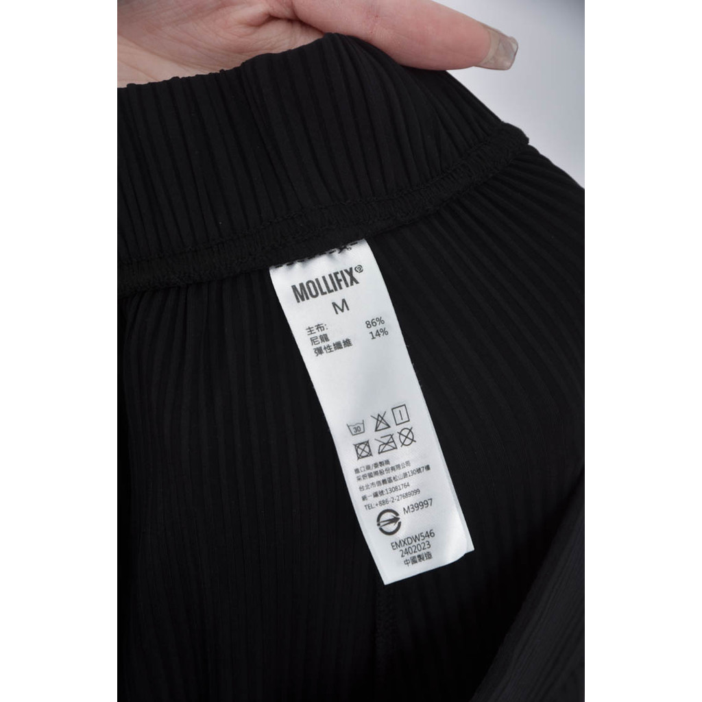 (L) 【粿粿私服】mollifix高腰條紋黑色長褲二手衣, , large