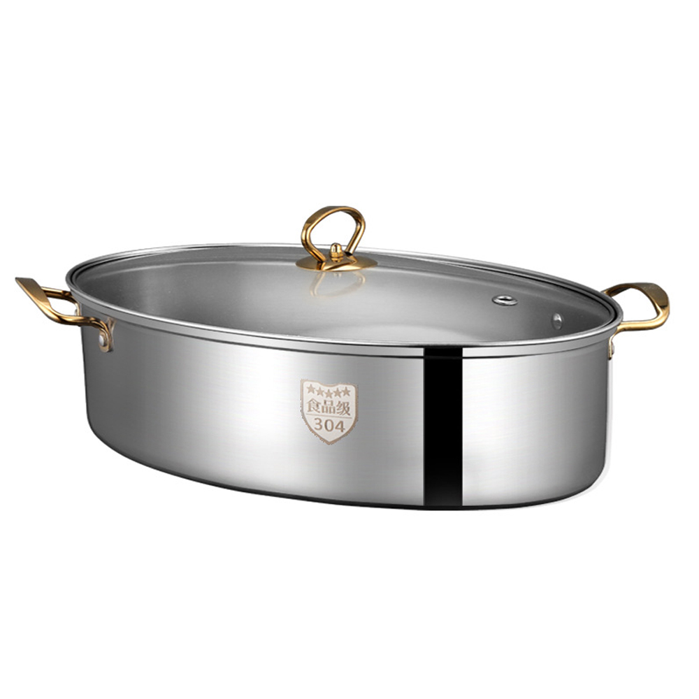 【SV61348】38CM 304不鏽鋼橢圓蒸魚鍋 蒸籠鍋 食品級蒸籠 蒸盤 瓦斯爐電磁爐通用