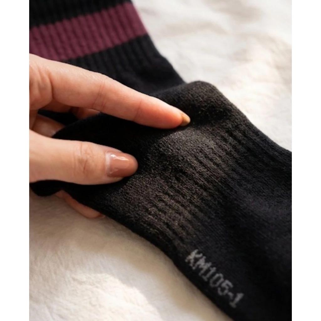 [Kaimei Cotton] 7-Pair Set MIT Made in Taiwan Pure Cotton 1/2 Towel Bottom Sports Socks Urban Black Two-Color Edges, , large
