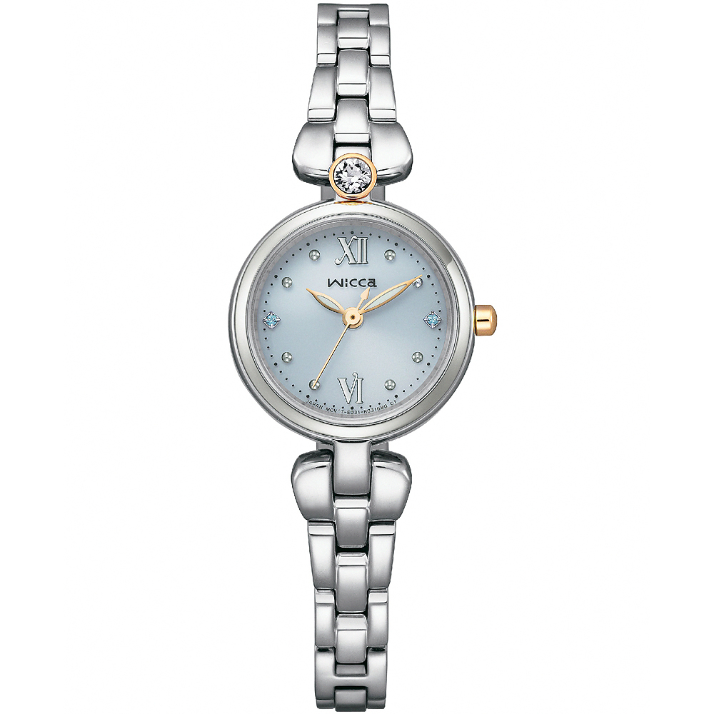 CITIZEN 星辰 Wicca 台灣限定款 太陽能晶鑽女錶-銀x藍/23.5mm KP5-611-93, , large