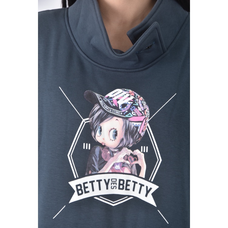 (S) betty boop質感棉質高領綠色長袖上衣二手衣, , large