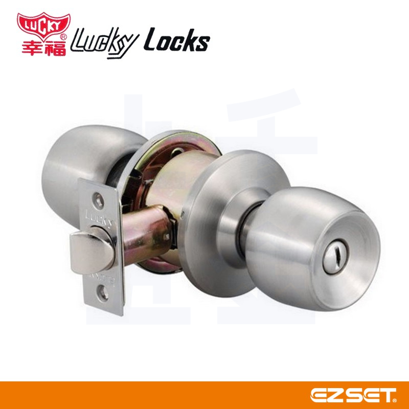 喇叭鎖【LUCKY 幸福】門鎖 銀色 1000 1030 幸福牌 60mm 85mm 浴廁鎖 房間鎖, , large