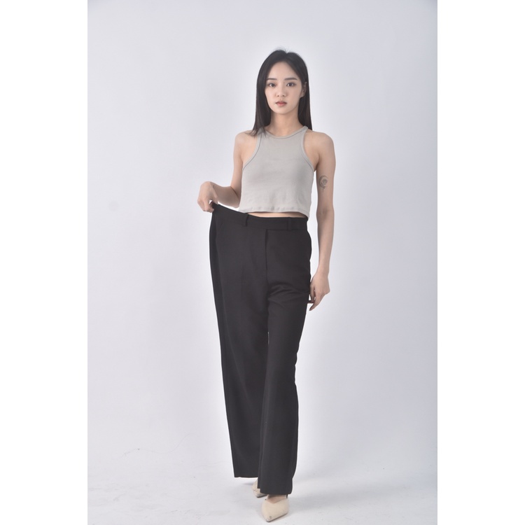 (XL) ypccstudio韓牌高腰寬版黑色長褲二手衣, , large