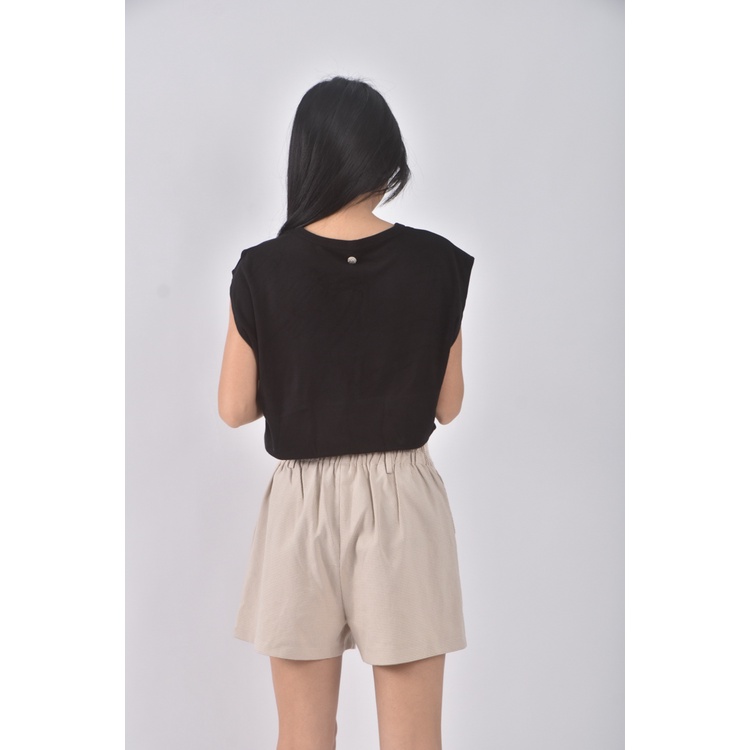 (S) 【智恩私服】dilute修身短版質感圓領黑色短袖上衣二手衣, , large