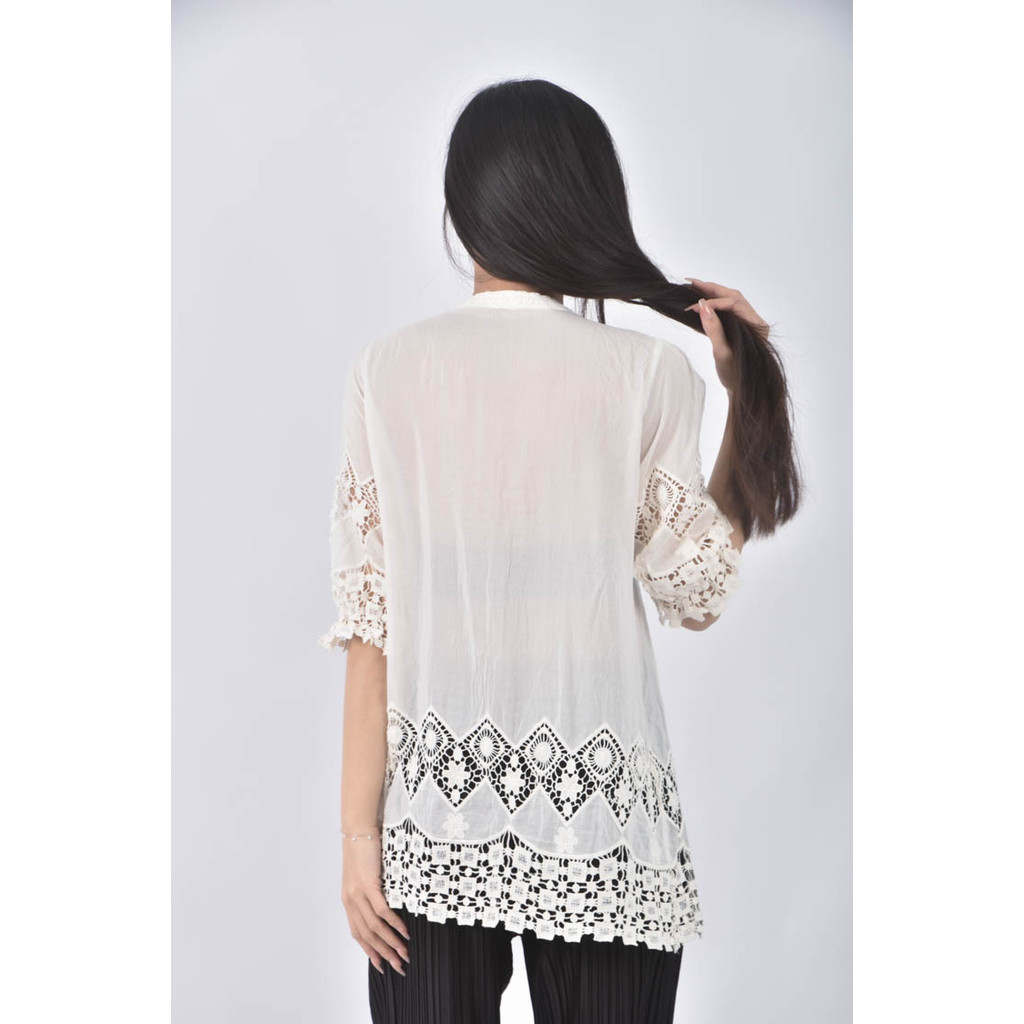 (S) hana kusa花紋白色罩衫二手衣, , large