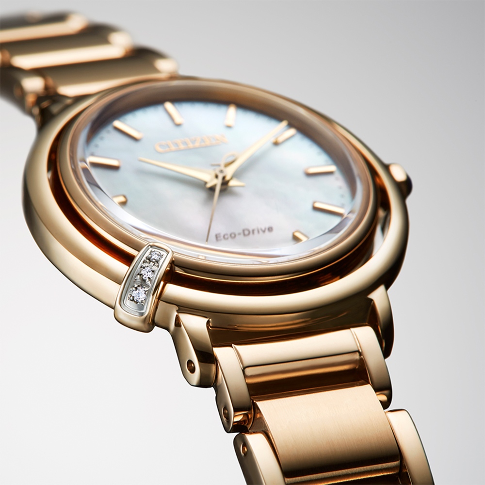 CITIZEN 星辰 L系列 曙光 光動能鑽石女錶 附贈皮革錶帶 EM1093-61D, , large