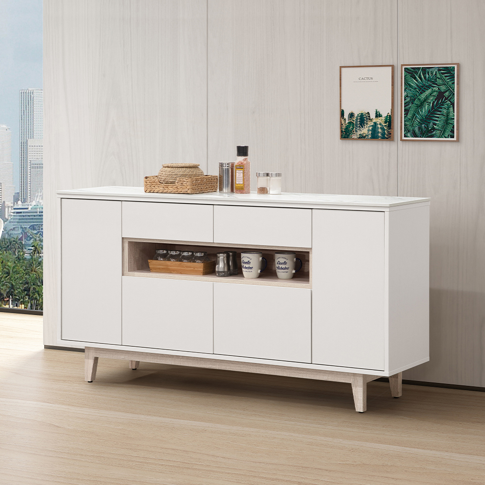 【唯熙傢俱】紀薇橡木雙色5尺岩板餐櫃, , large