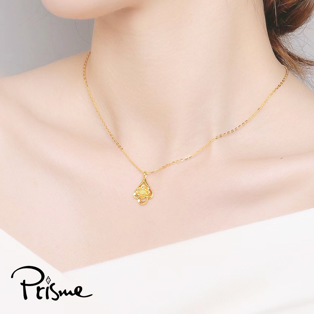 【Prisme Gold】黃金項鍊 水滴蓮花 鍊墜項鍊 (金重：約0.08錢±0.03), , large
