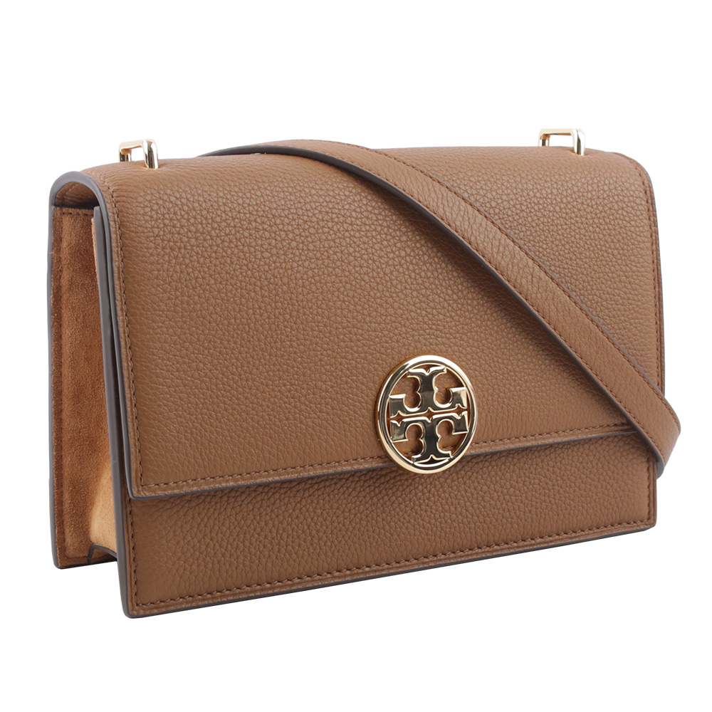TORY BURCH Miller 荔枝皮革翻蓋肩背/斜背二用包/木棕色, , large