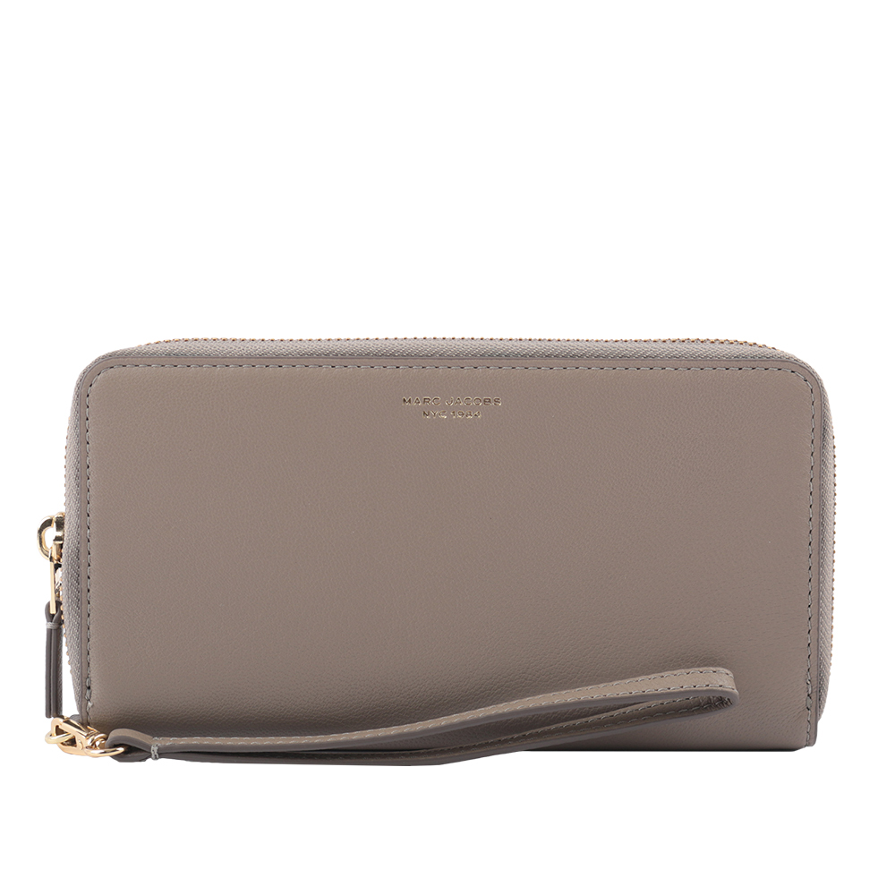MARC JACOBS THE SLIM 84 山羊皮撞色附提把長夾/水泥灰, , large