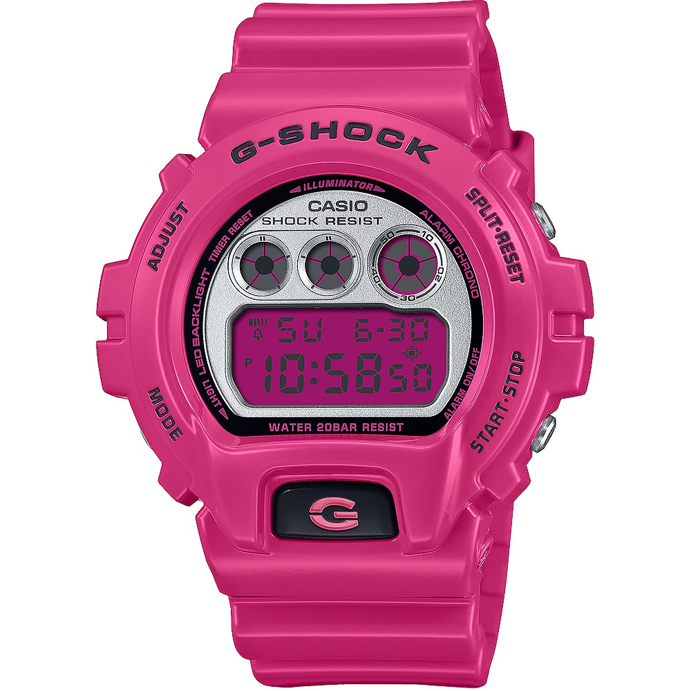 CASIO 卡西歐 G-SHOCK 復刻2000年代色彩電子錶-粉 DW-6900RCS-4, , large