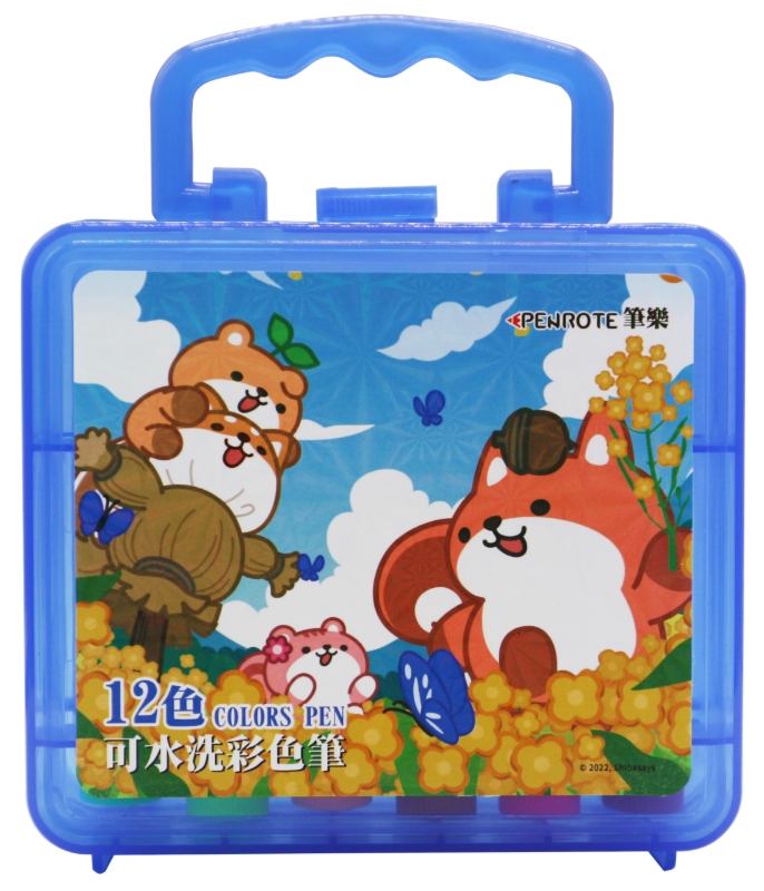 【PENROTE 筆樂】柴語錄12色水洗彩色筆 藍, , large