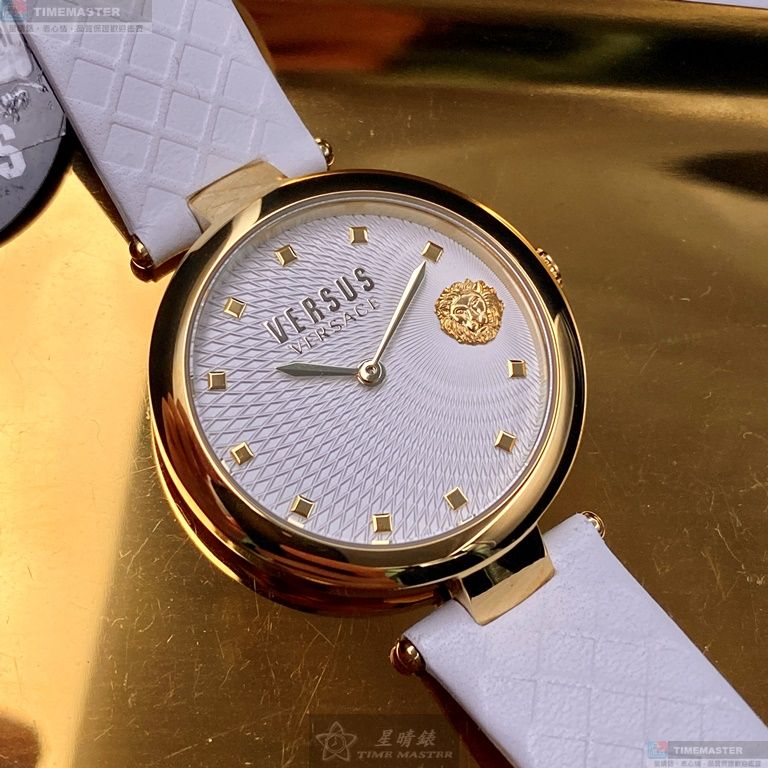[星晴錶業]VERSUS VERSACE手錶,36mm,VV00320白色錶面金色錶殼白真皮皮革錶帶款, , large
