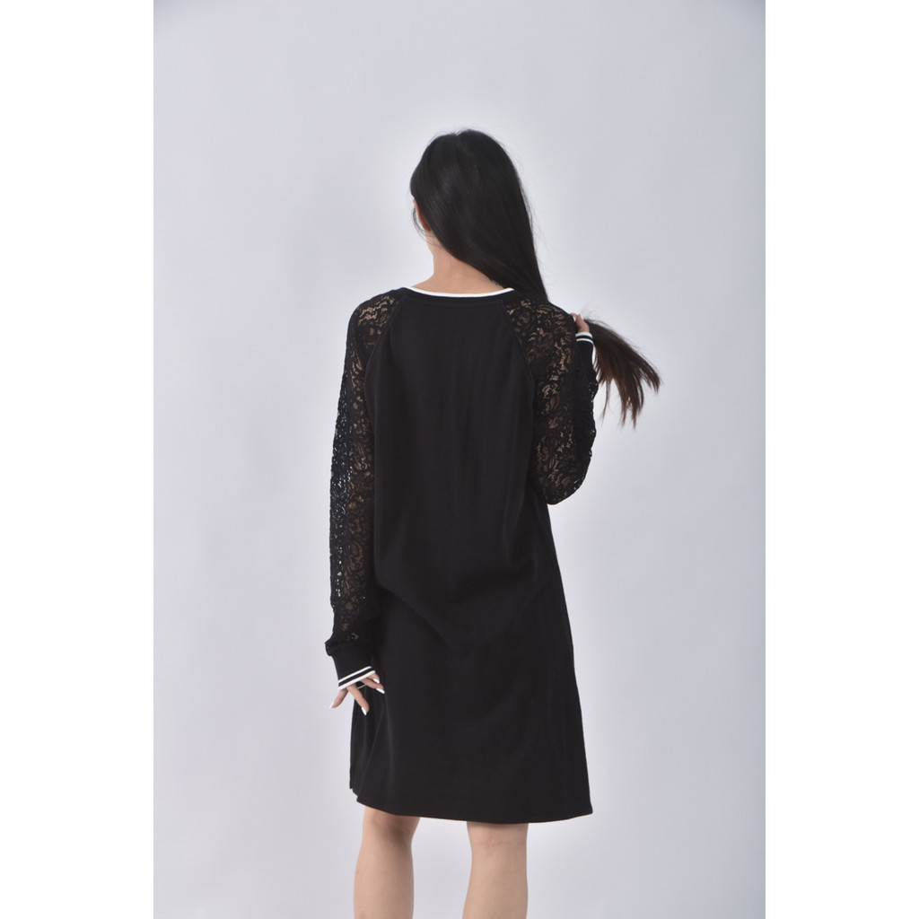 (S) juicy couture質感棉質撞色領口黑色洋裝二手衣, , large