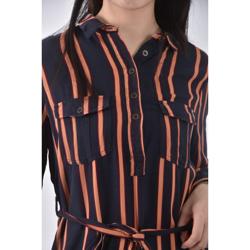 (S) cotton on條紋黑色綁帶洋裝二手衣, , large