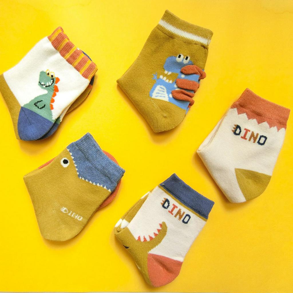 [Kaimei Cotton Industry] 8 pairs set, random and excellent, MIT made in Taiwan, pure cotton comfortable style big children's socks DINO dinosaur baby style, , large