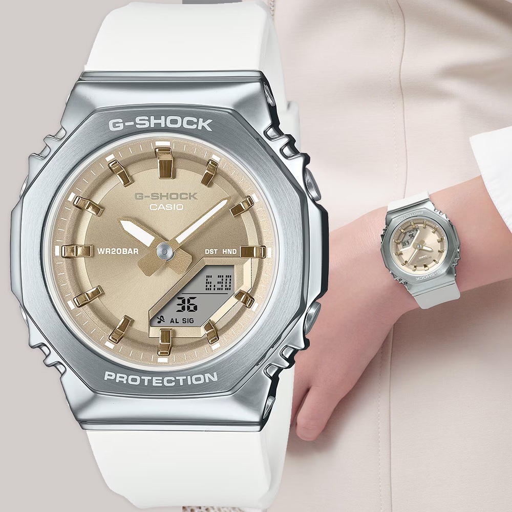 CASIO 卡西歐 G-SHOCK 粉彩金屬八角手錶 女錶 GM-S2110-7A9, , large