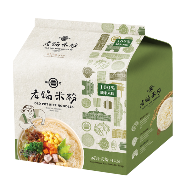 【老鍋米粉】即時沖泡米粉系列 純米蔬食風味湯米粉（全素）60gx4入/袋裝, , large