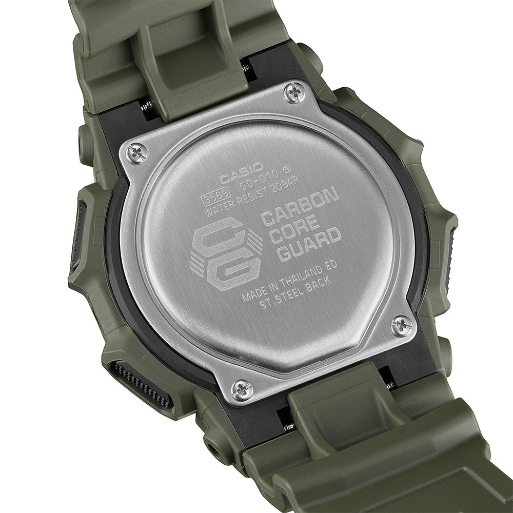 CASIO 卡西歐 G-SHOCK 軍綠色10年電力 大螢幕電子錶 學生錶 GD-010-3, , large