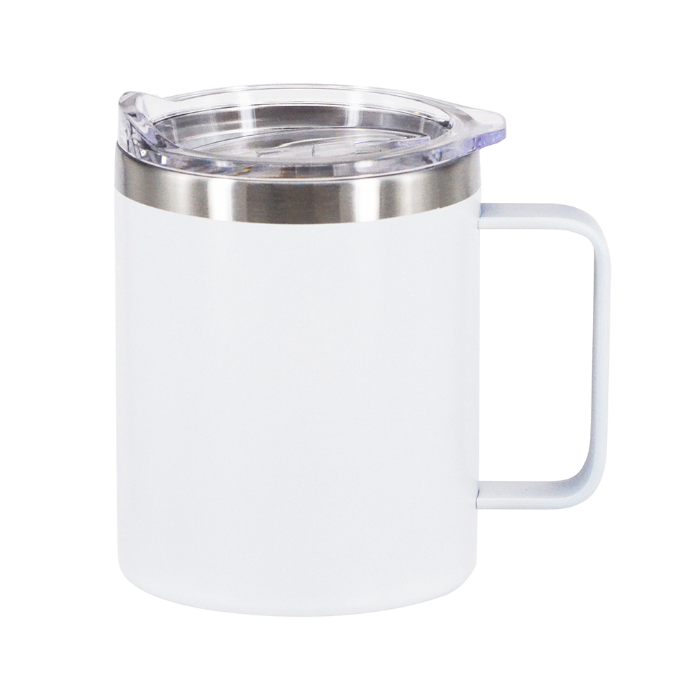 【YU Living】雙層不銹鋼馬克杯400ML 保溫杯 隨行杯-白色, , large