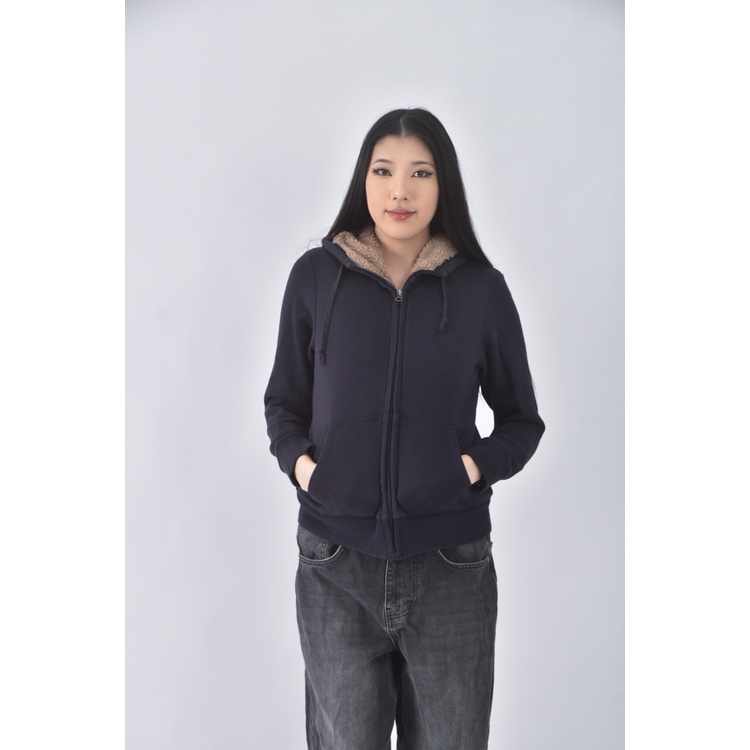 (M) uniqlo質感棉質連帽藍色外套二手衣, , large