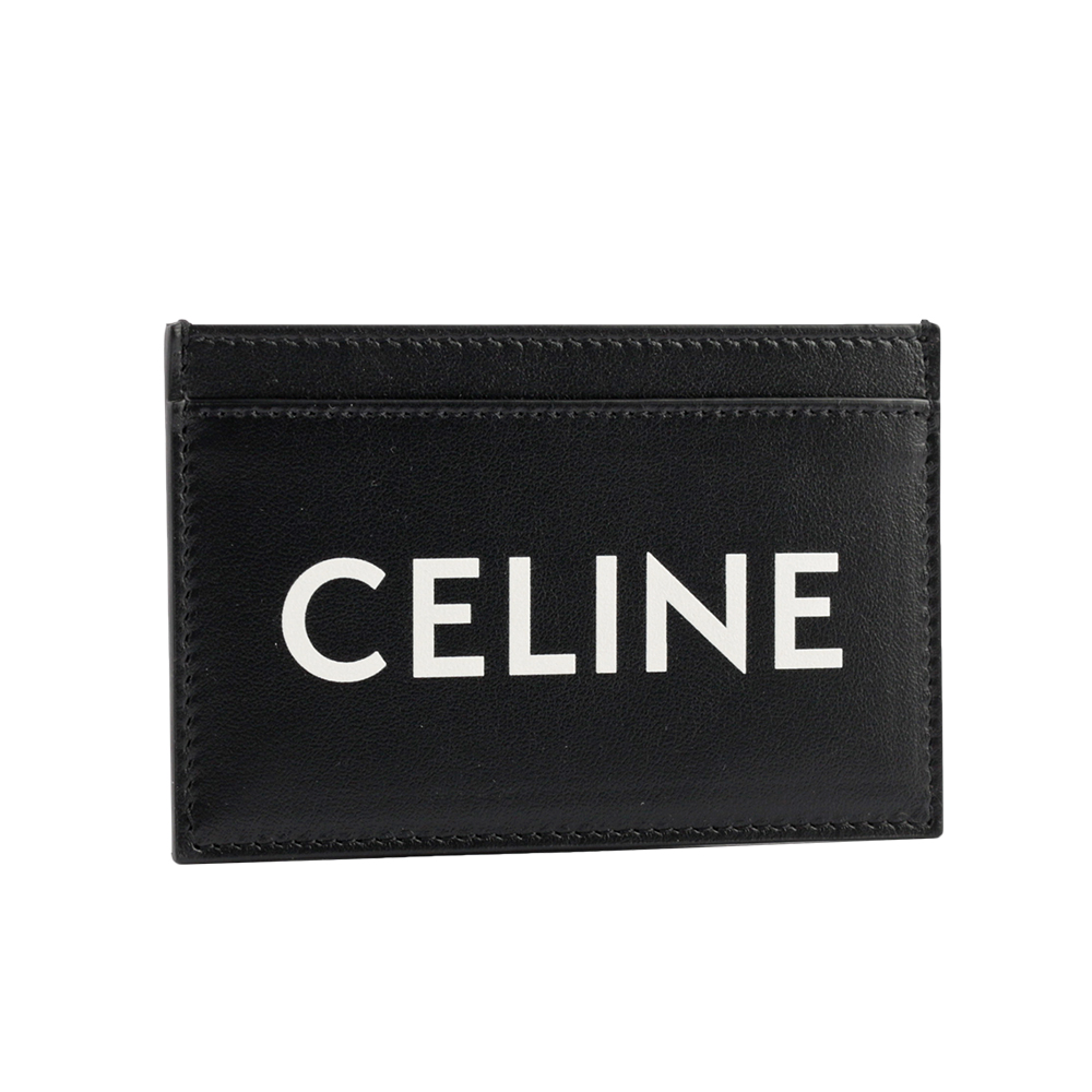 CELINE Logo 印花平滑小牛皮名片/卡片夾/黑色, , large