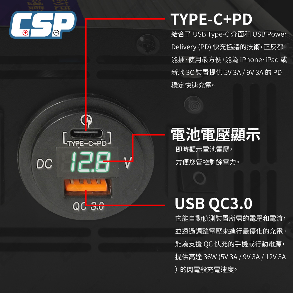 【CSP】PD-1200W純正弦波 1200W 轉換器 逆變器 電源轉換器 備用電源 露營行動電源  雙模式 Inverter 台灣制, , large