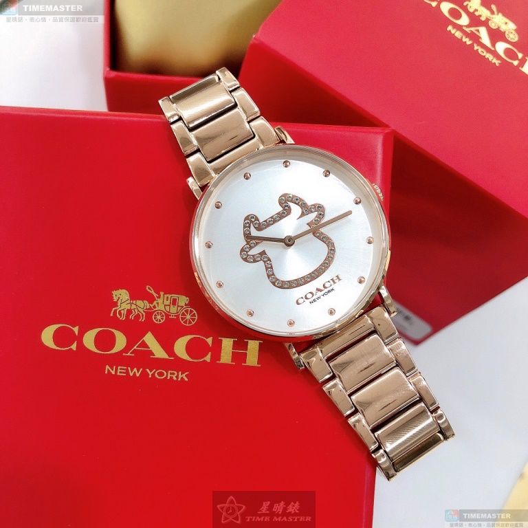[星晴錶業]COACH手錶,36mm,CH00018白色錶面玫瑰金錶殼玫瑰金色精鋼錶帶款, , large