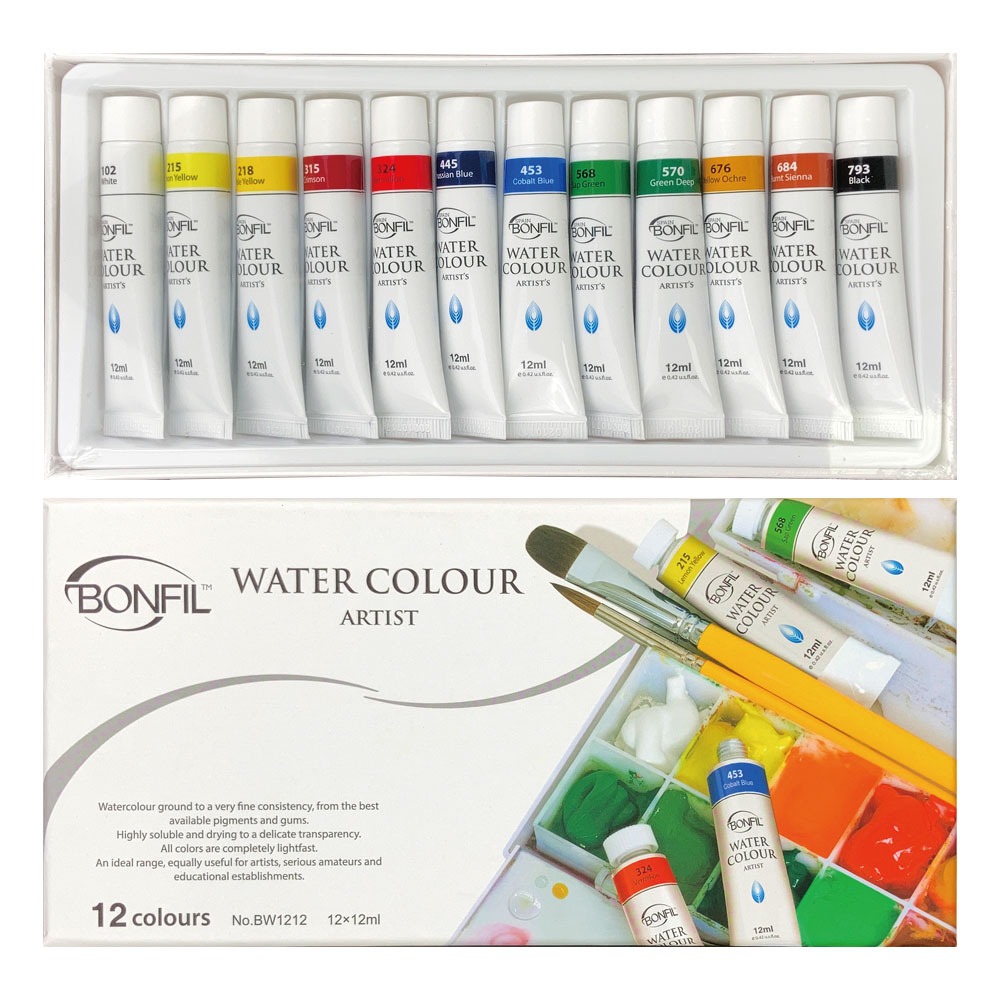 【BONFIL】西班牙 透明 水彩 12ml 12色 / 組 BW1212, , large