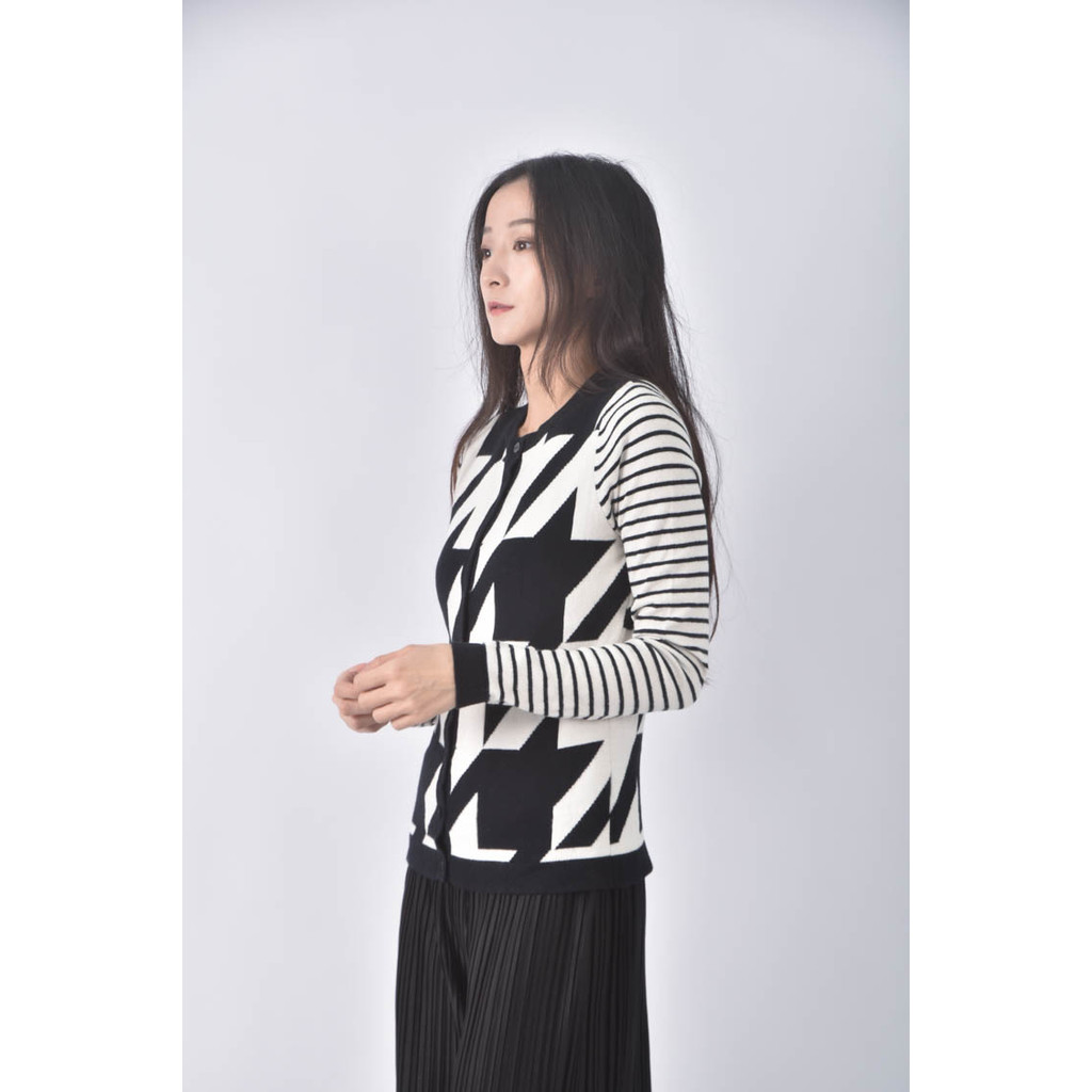 (XS（含）以下) 棉質白條紋黑色外套二手衣, , large