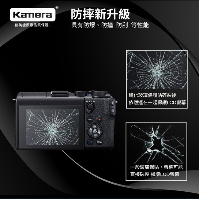 Kamera 9H鋼化玻璃保護貼 for Canon EOS M6II, , large