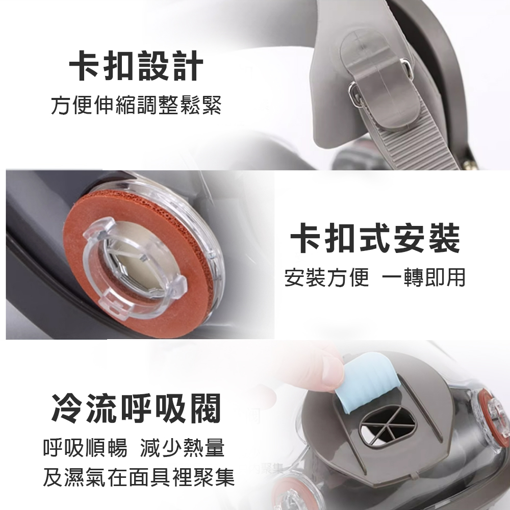 台灣現貨！6800全罩防毒面具 雙罐式 5N11濾棉 防塵 6001濾盒濾毒罐 呼吸道防護 護目鏡 防塵N95 非3M, , large